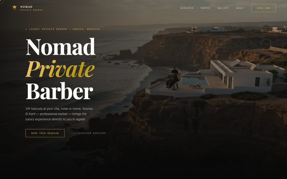 Nomad Private Barber — website homepage